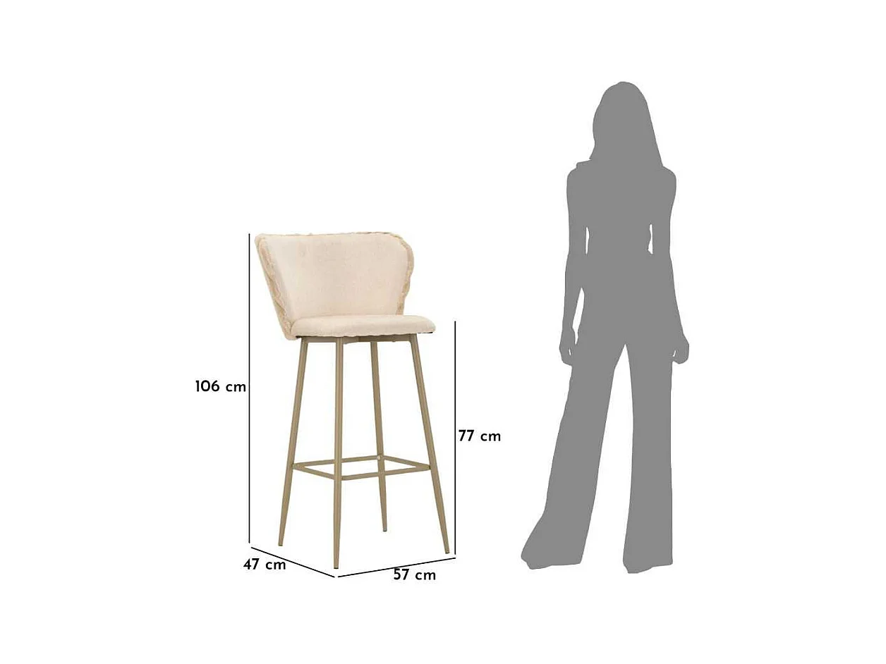 Chaise de bar en tissu et métal Alaska (Lot de 2)