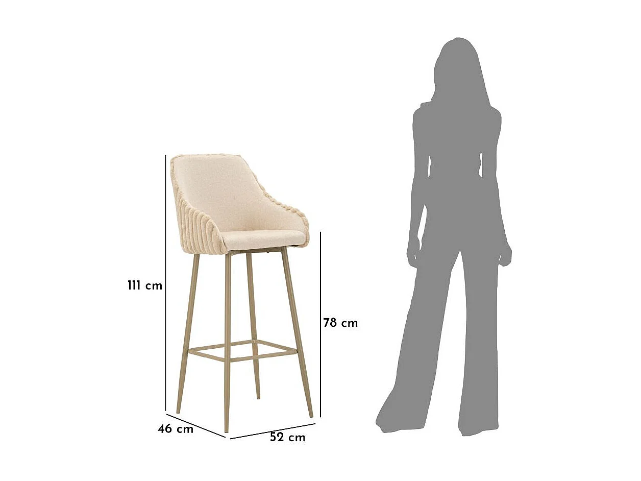 Fauteuil de bar en tissu et métal Alaska (Lot de 2)