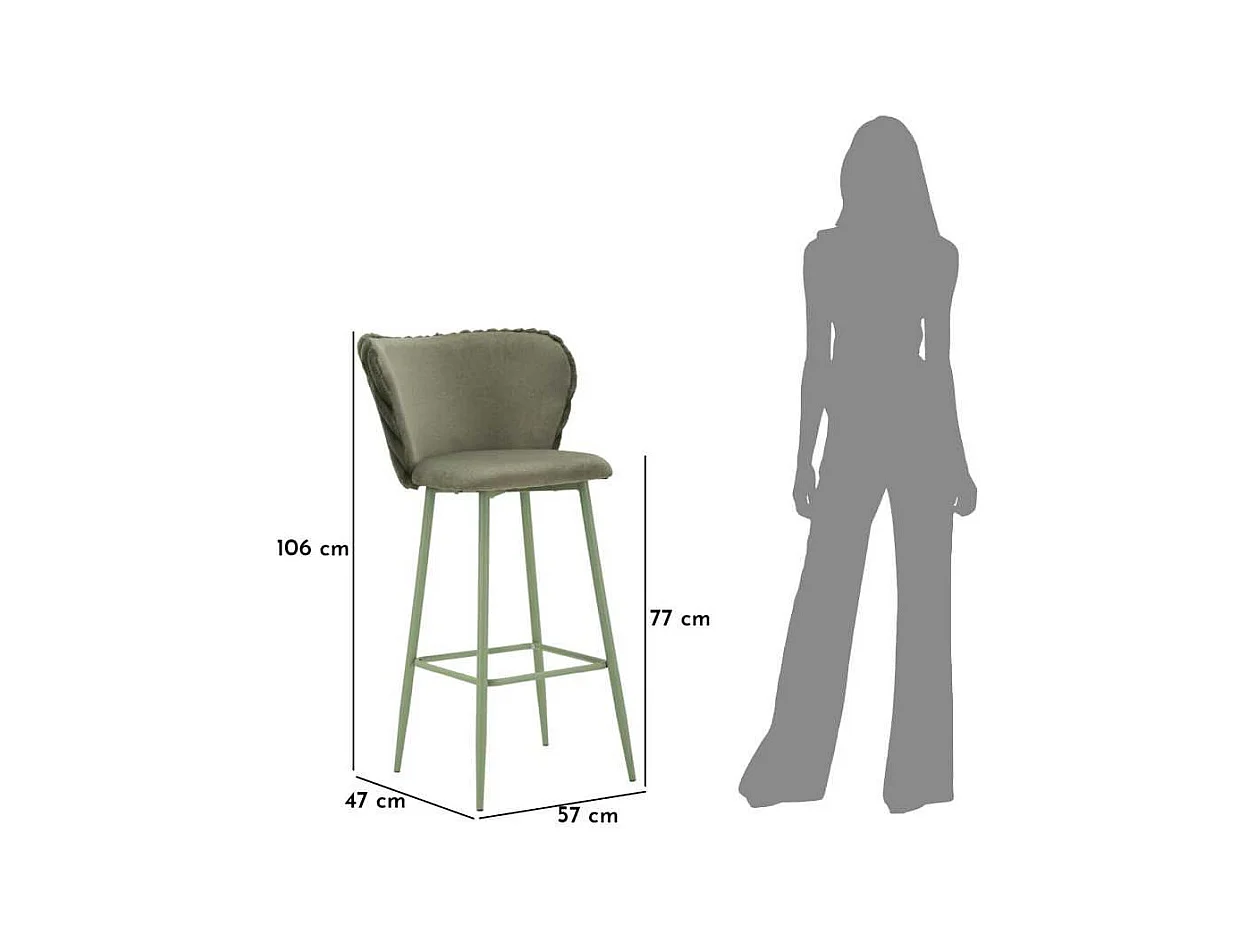 Chaise de bar en tissu et métal Alaska (Lot de 2)