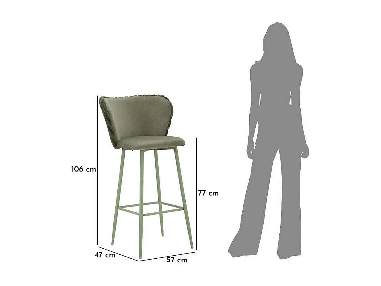 Chaise de bar en tissu et métal Alaska (Lot de 2)