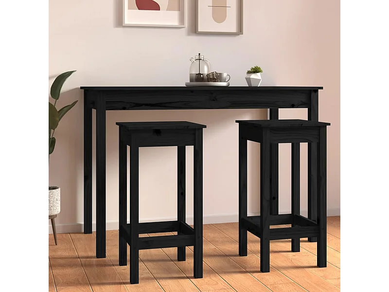 Taburetes altos 2 unidades madera maciza de pino negro 40x40x78 cm