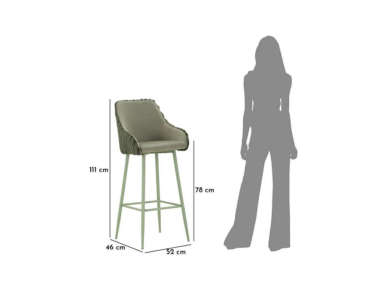 Fauteuil de bar en tissu et métal Alaska (Lot de 2)