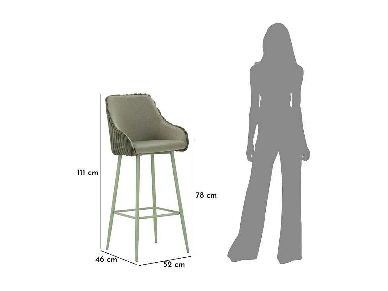 Fauteuil de bar en tissu et métal Alaska (Lot de 2)