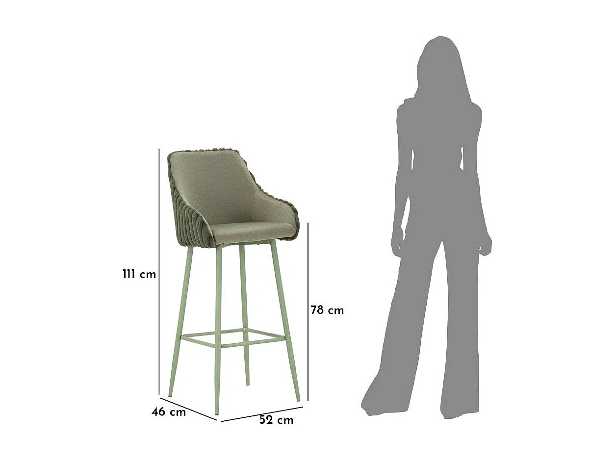 Fauteuil de bar en tissu et métal Alaska (Lot de 2)