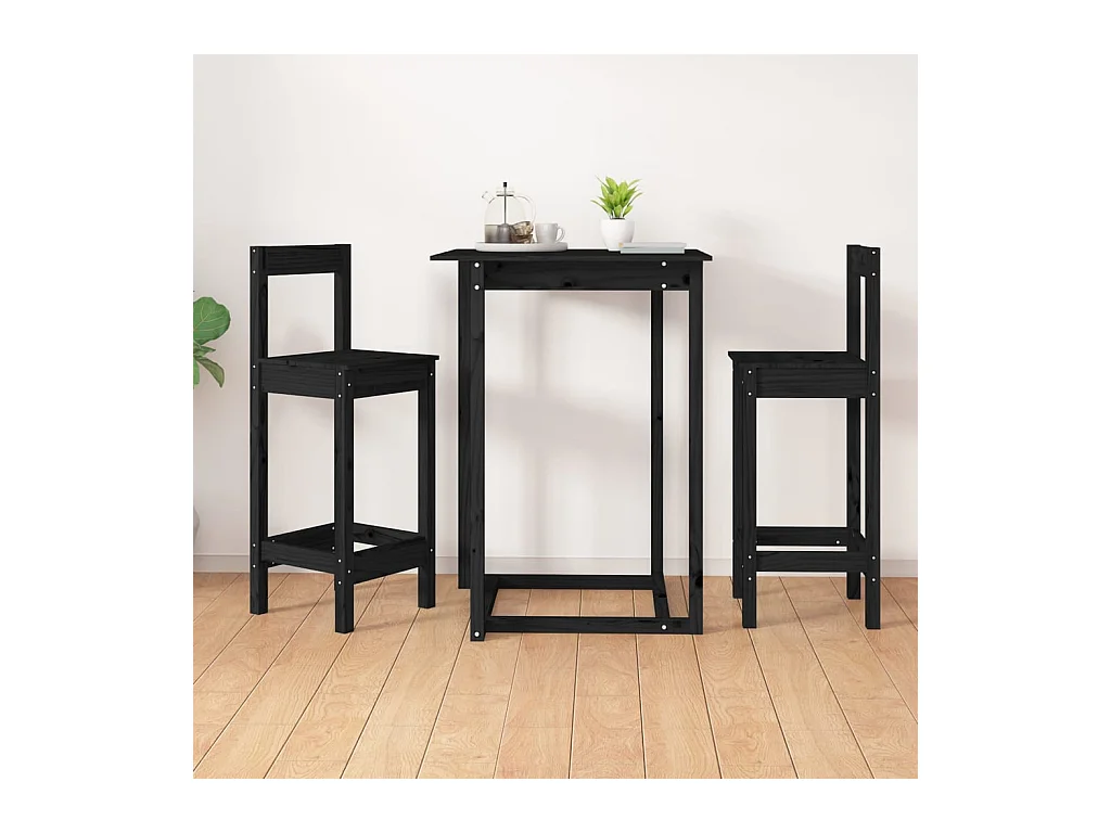 Taburetes altos 2 unidades madera maciza pino negro 40x41,5x112 cm