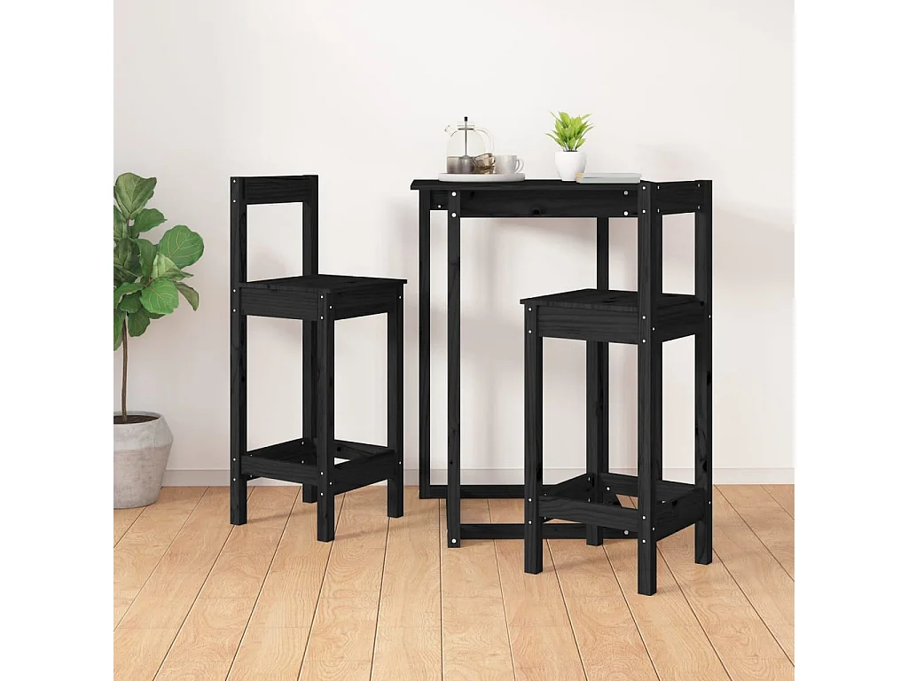 Taburetes altos 2 unidades madera maciza pino negro 40x41,5x112 cm