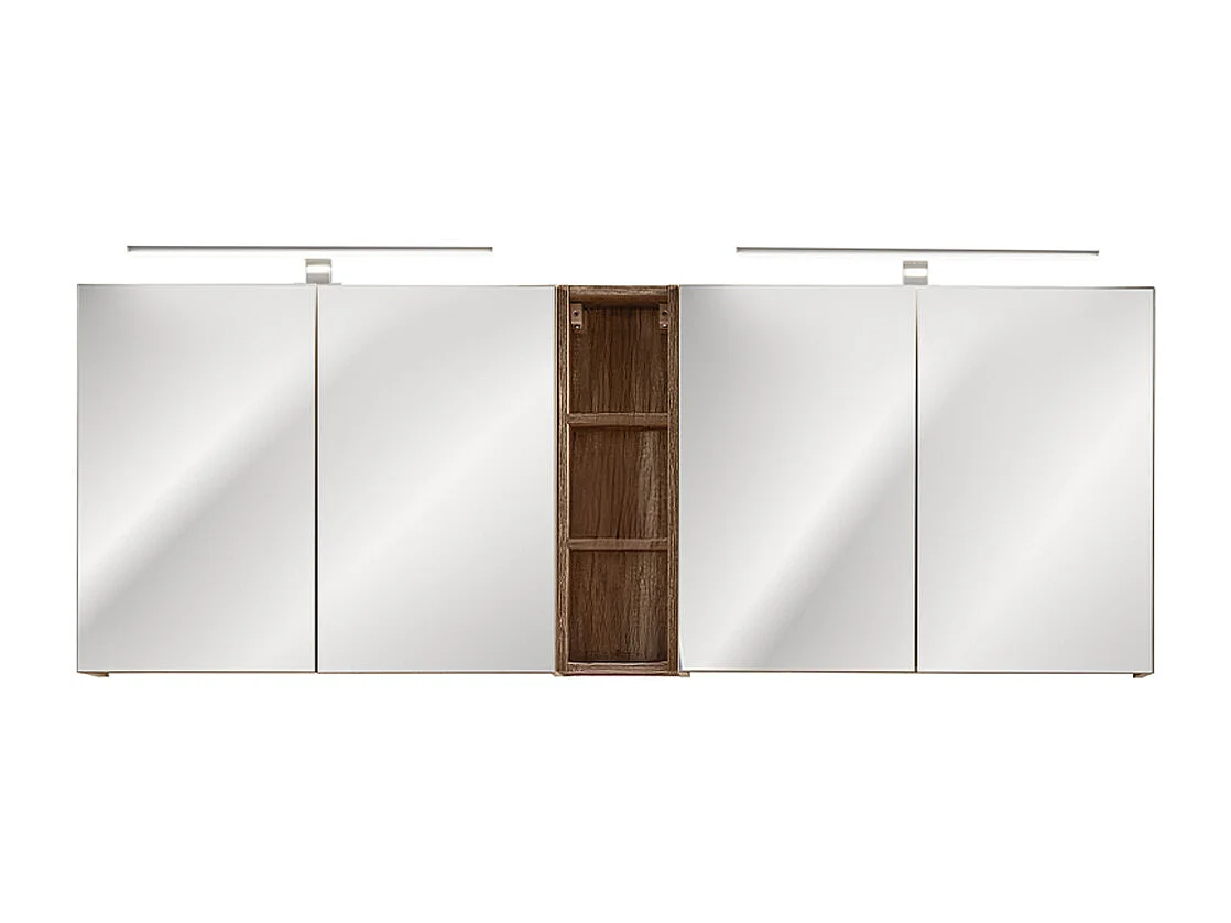 Ensemble meuble double vasque 180cm 2 niches colonne et armoire murale Éros Taupe