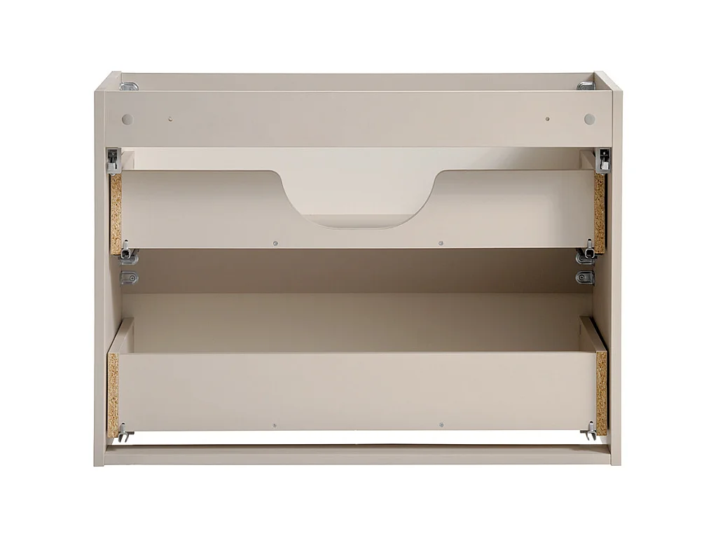 Ensemble meuble simple vasque encastrée 80cm miroir LED et colonne Manoa Cachemire et Bois