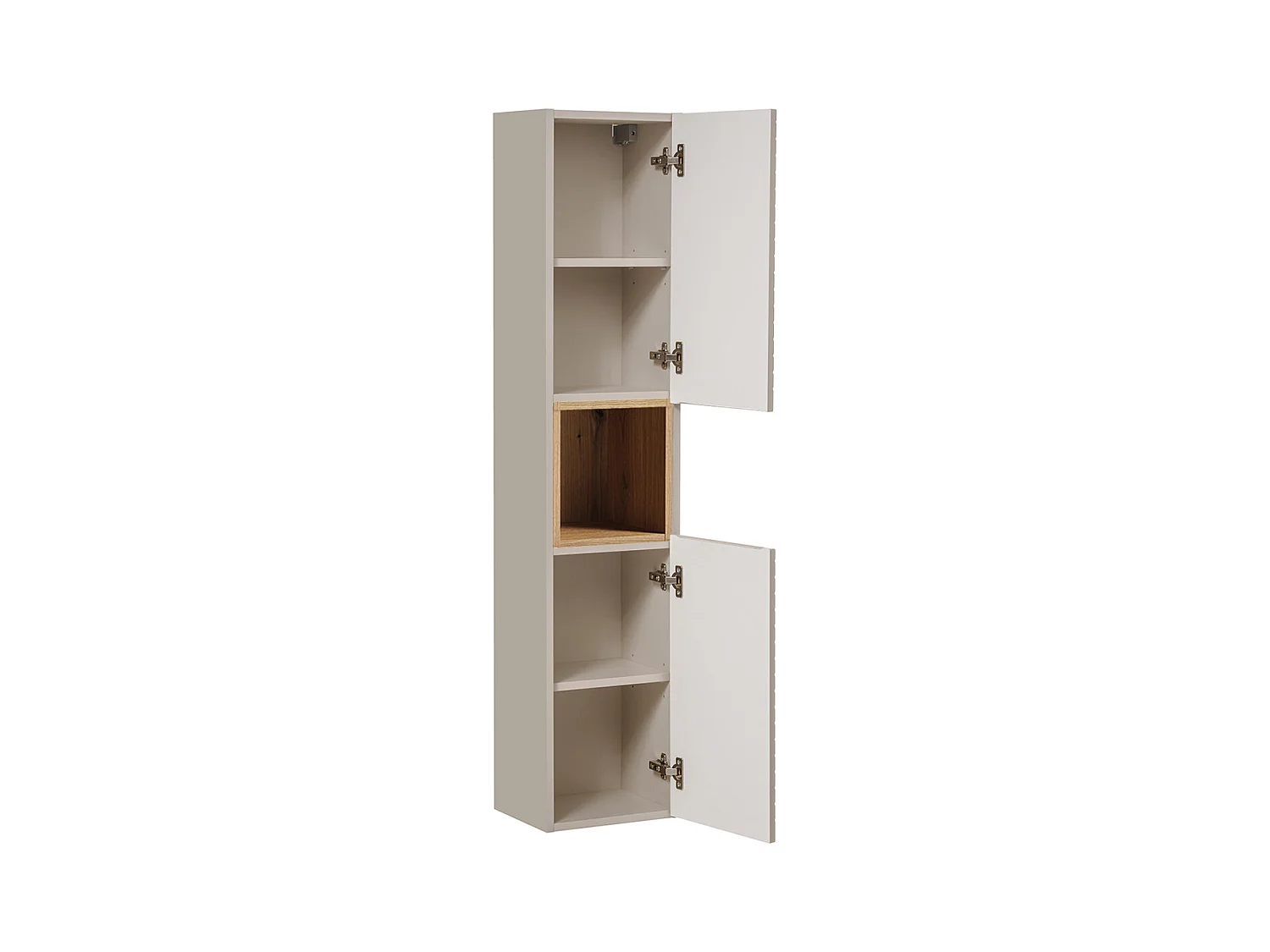 Ensemble meuble simple vasque encastrée 80cm miroir LED et colonne Manoa Cachemire et Bois