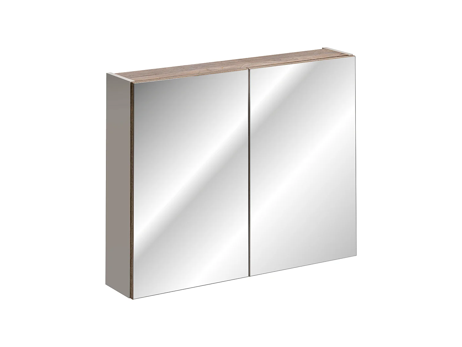 Ensemble de meubles Santa Fe Taupe 80 cm avec plan de toilette, vasque à poser Smile, meuble colonne et meuble miroir
