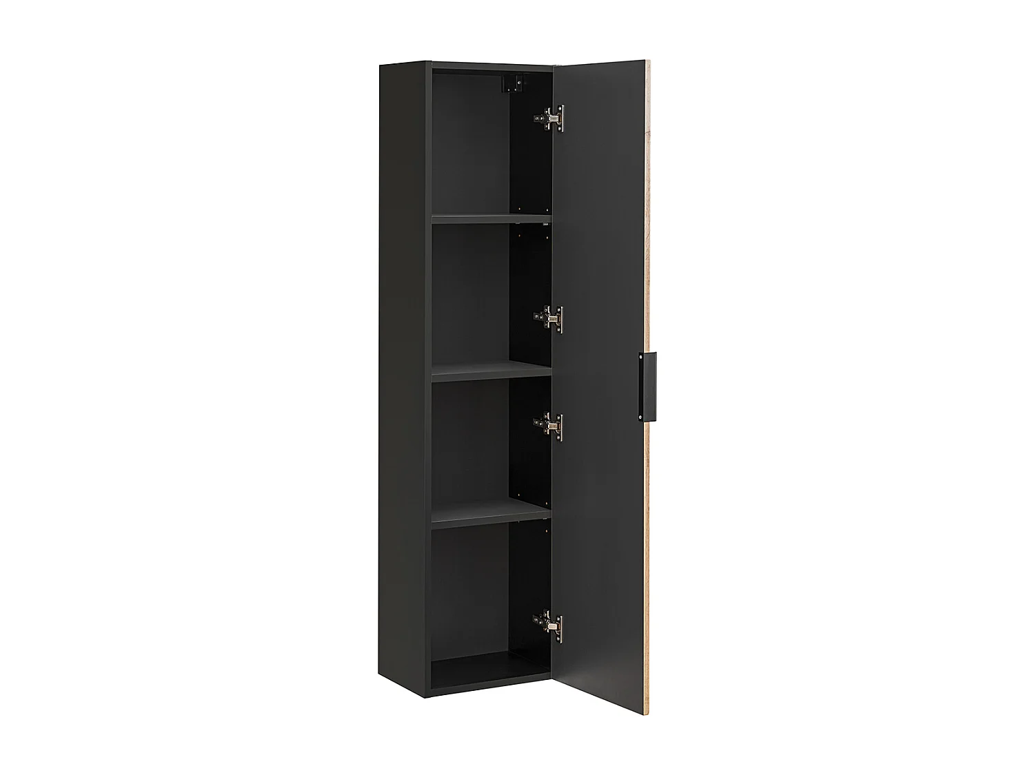 Ensemble meuble double vasque 140cm 2 niches miroirs LED et colonne Gaia Bois et Noir - Vasque Noir
