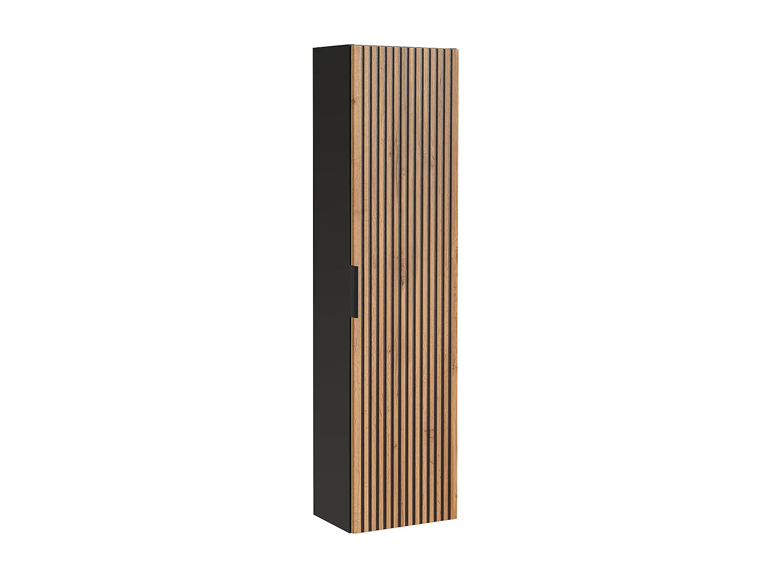 Ensemble meuble double vasque 140cm 2 niches miroirs LED et colonne Gaia Bois et Noir - Vasque Noir