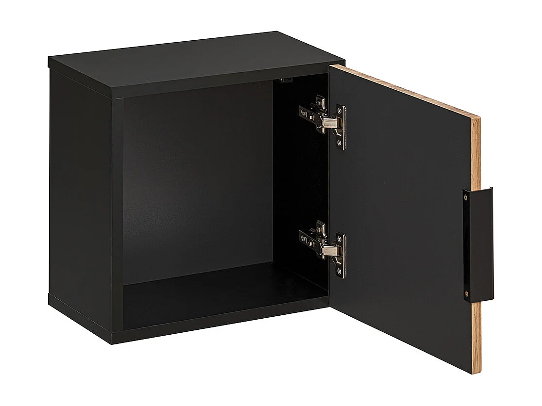 Mobile lavabo singolo 80cm 2 nicchie colonna specchio LED e 3 pensili Gaia Wood e Black - Lavabo nero