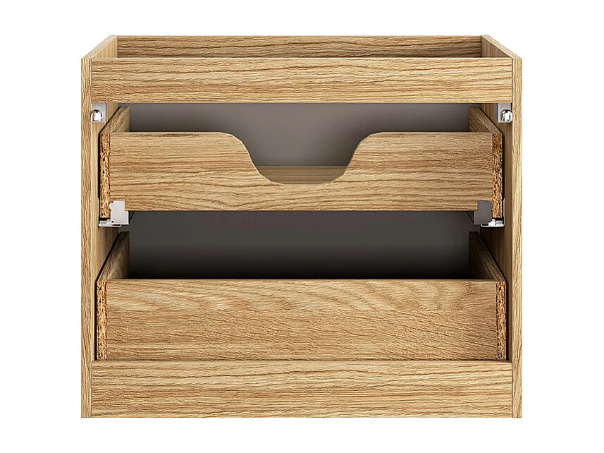 Ensemble meuble simple vasque encastrée 70cm et colonne Mallory Beige et bois