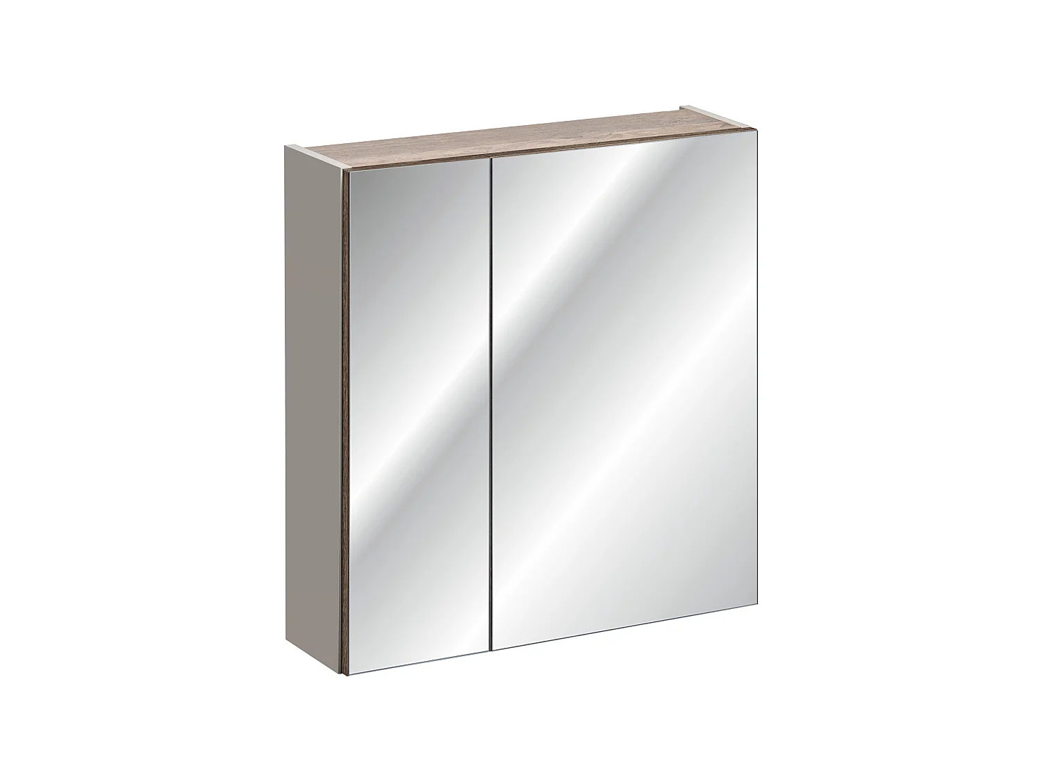 ensemble de meubles Santa Fe Taupe 80 cm avec plan de toilette, vasque à poser Smile, meuble colonne et meuble avec miroir