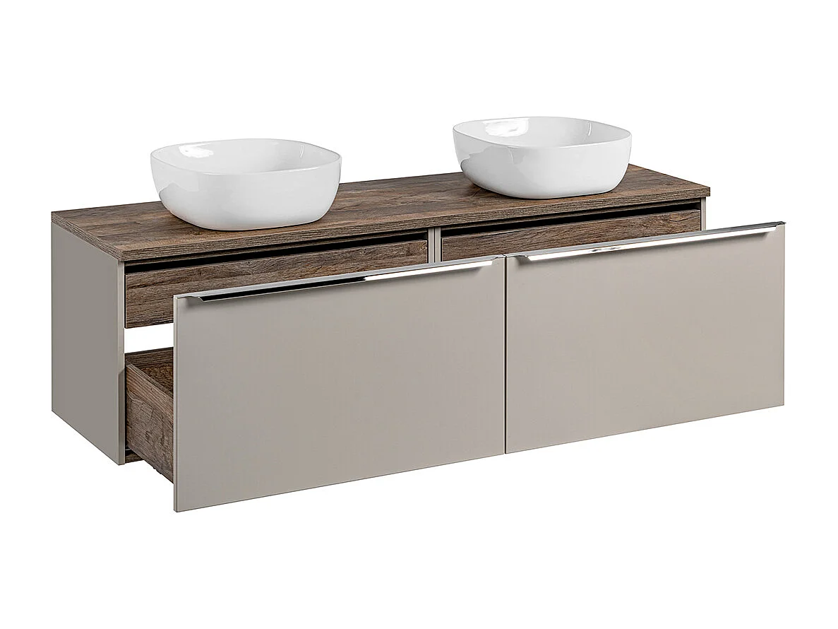 160 cm dubbele wastafel en Éros Taupe sokkelset