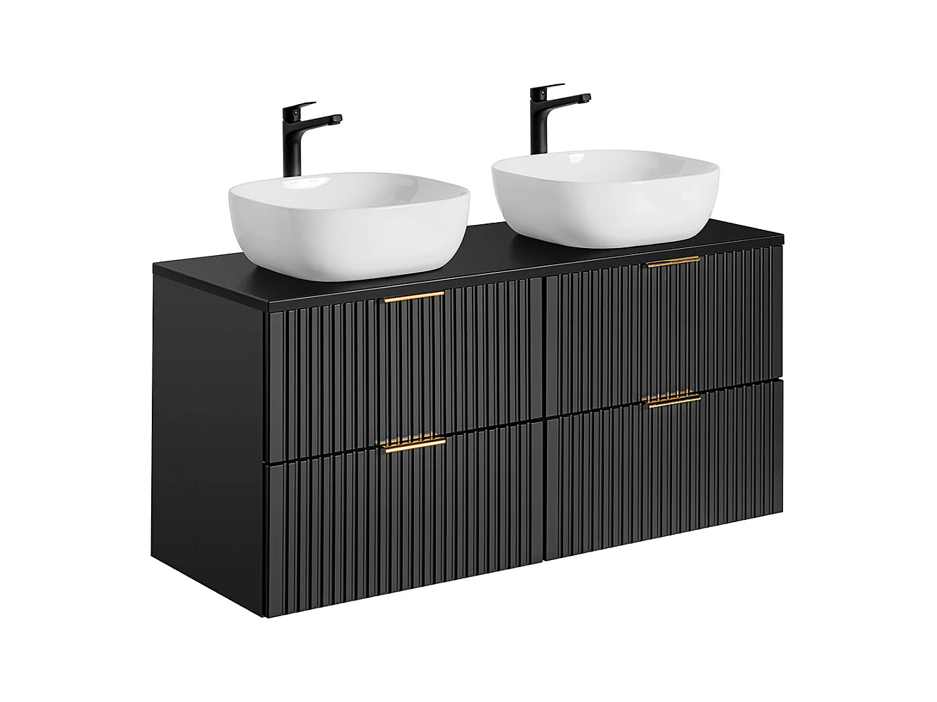 Ensemble meuble double vasque 120cm miroirs LED et colonne Adriel Noir