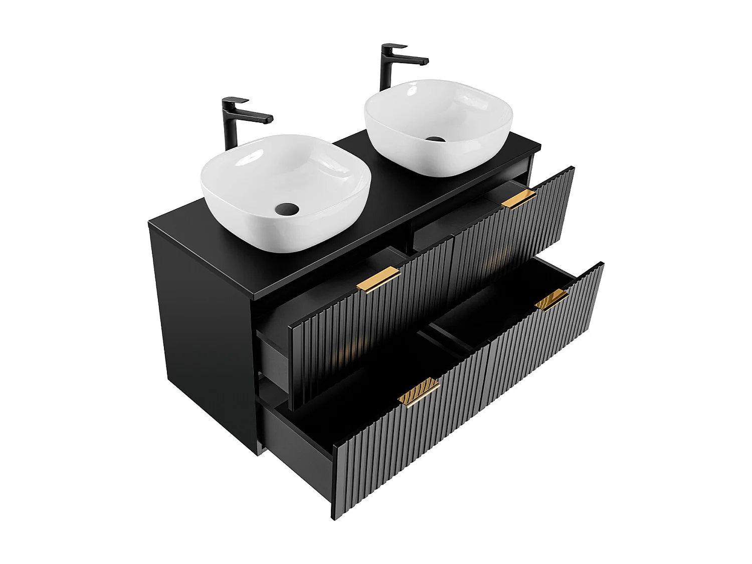 Ensemble meuble double vasque 120cm miroirs LED et colonne Adriel Noir