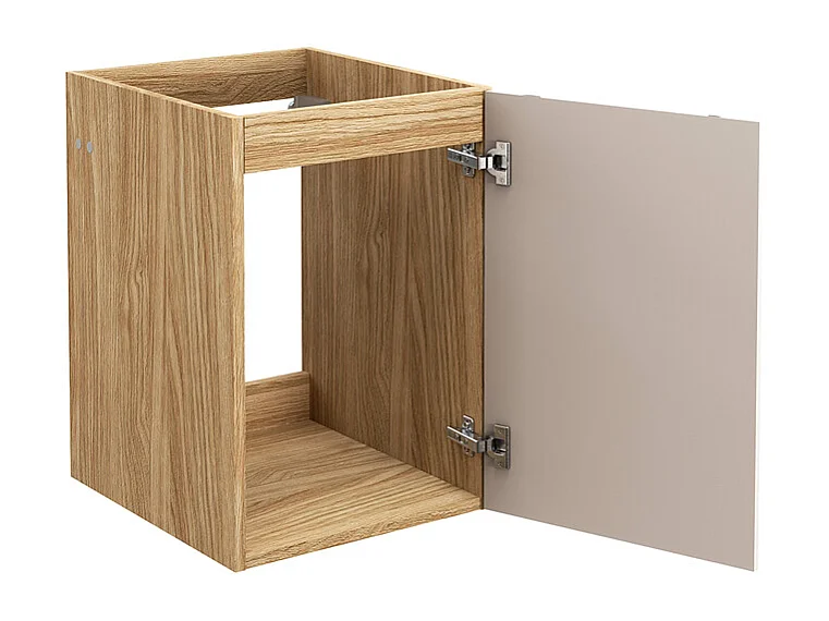 120 cm enkel tvättställsskåp och sockel Mallory Beige och trä