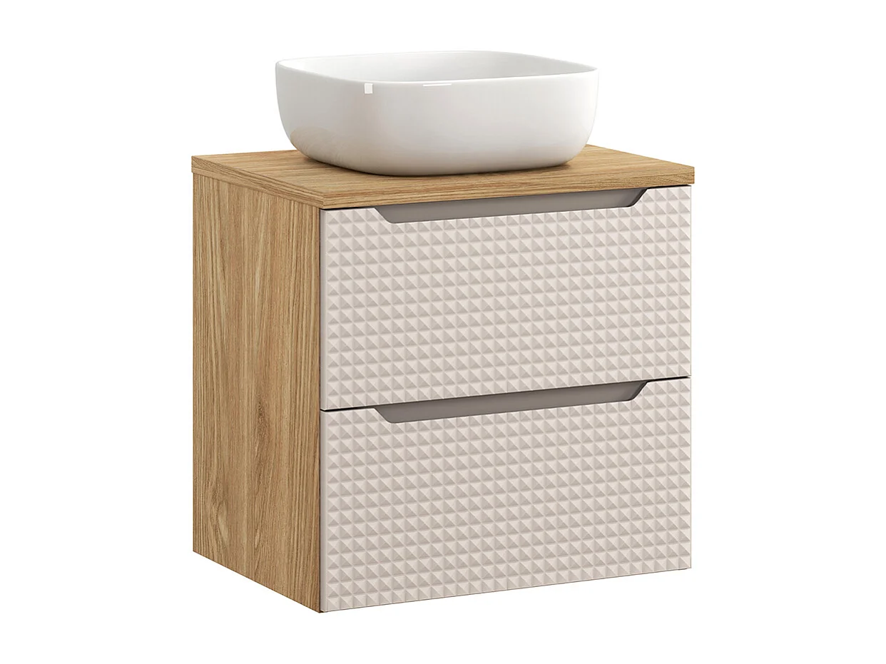 Tvättställsskåp 60cm och piedestal Mallory Beige och trä