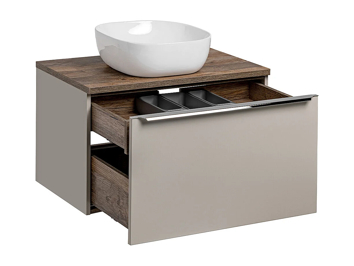 80 cm wastafelmeubel en Éros Taupe sokkelset