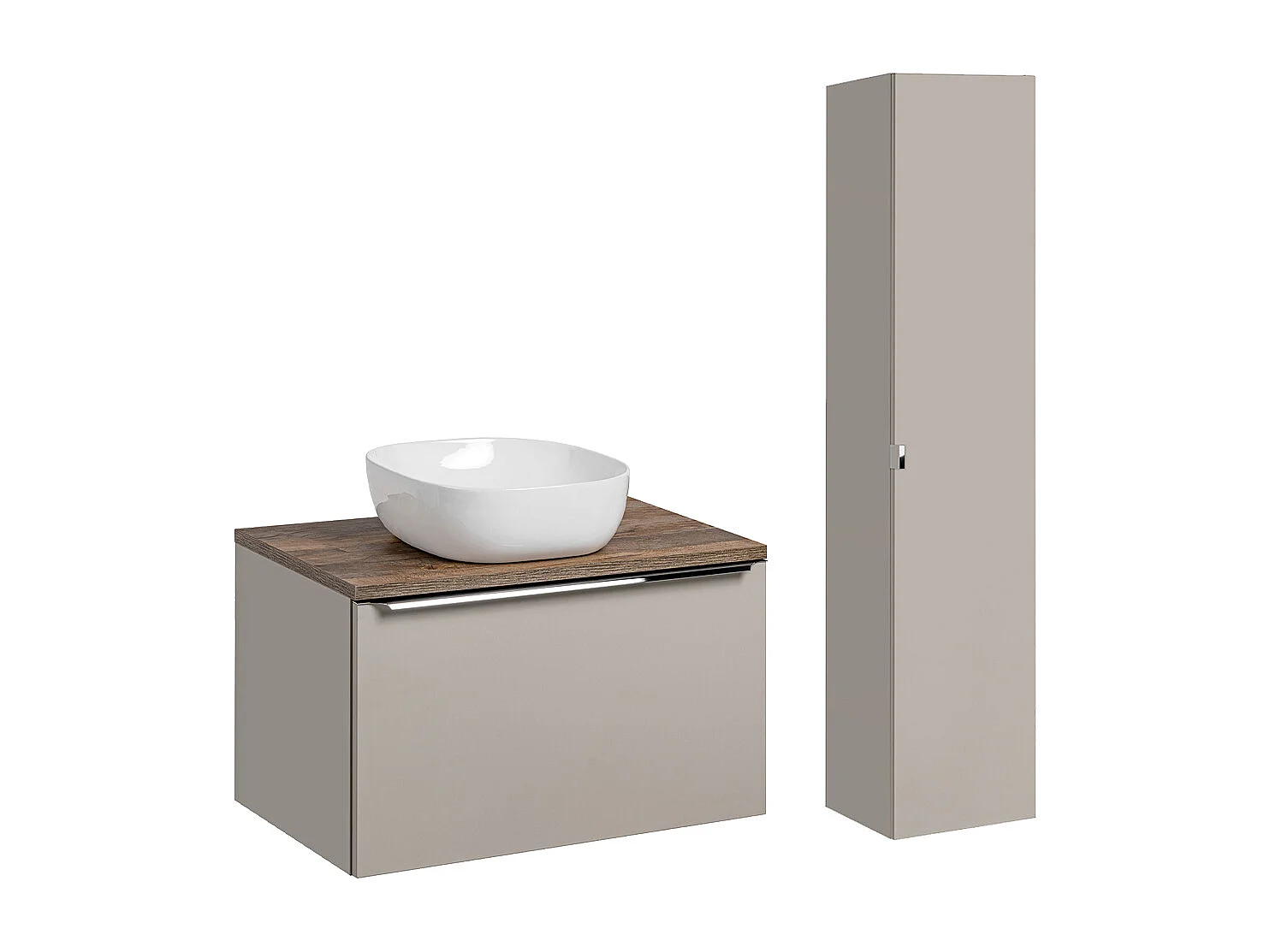 Ensemble meuble simple vasque 80cm et colonne Éros Taupe