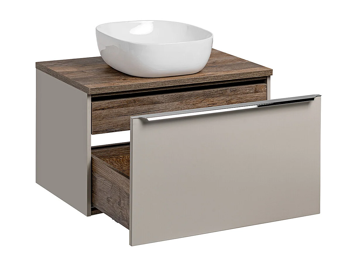Ensemble meuble simple vasque 80cm et colonne Éros Taupe