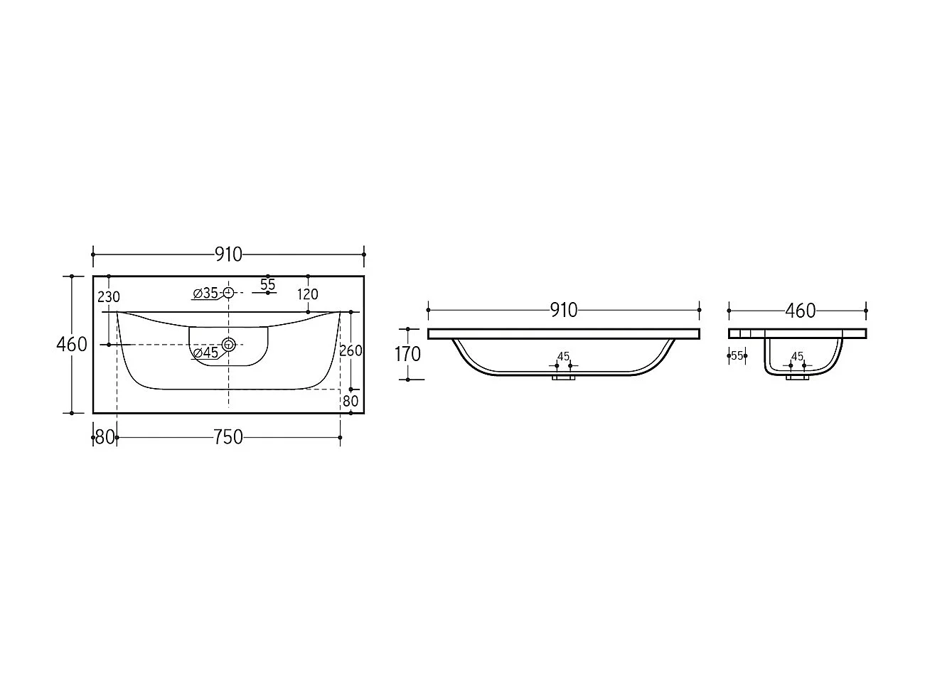 Set di mobili da bagno con lavabo Mallory beige e marrone 90cm,
