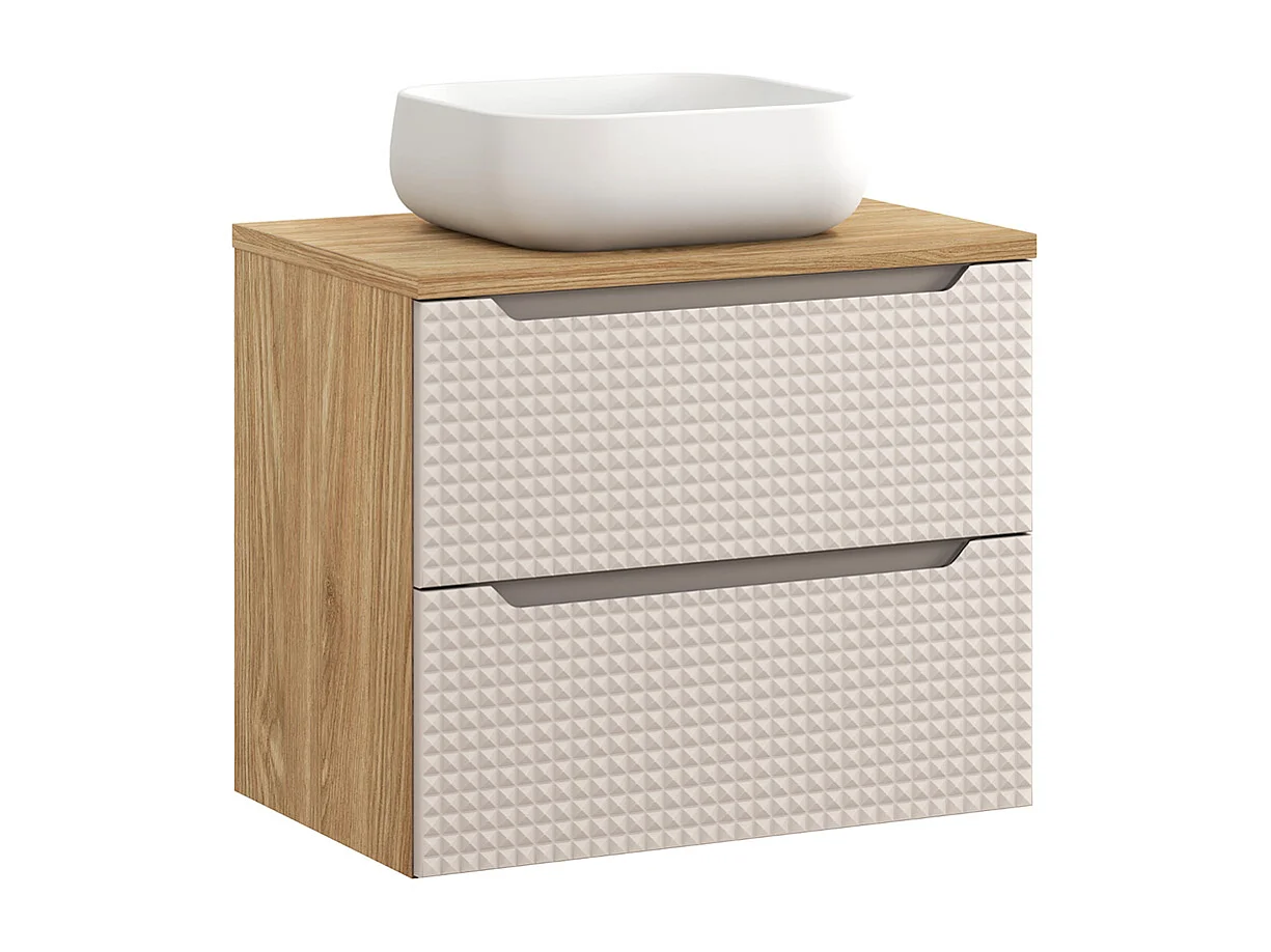 Enkelt håndvask 70 cm og piedestal Mallory Beige og træ