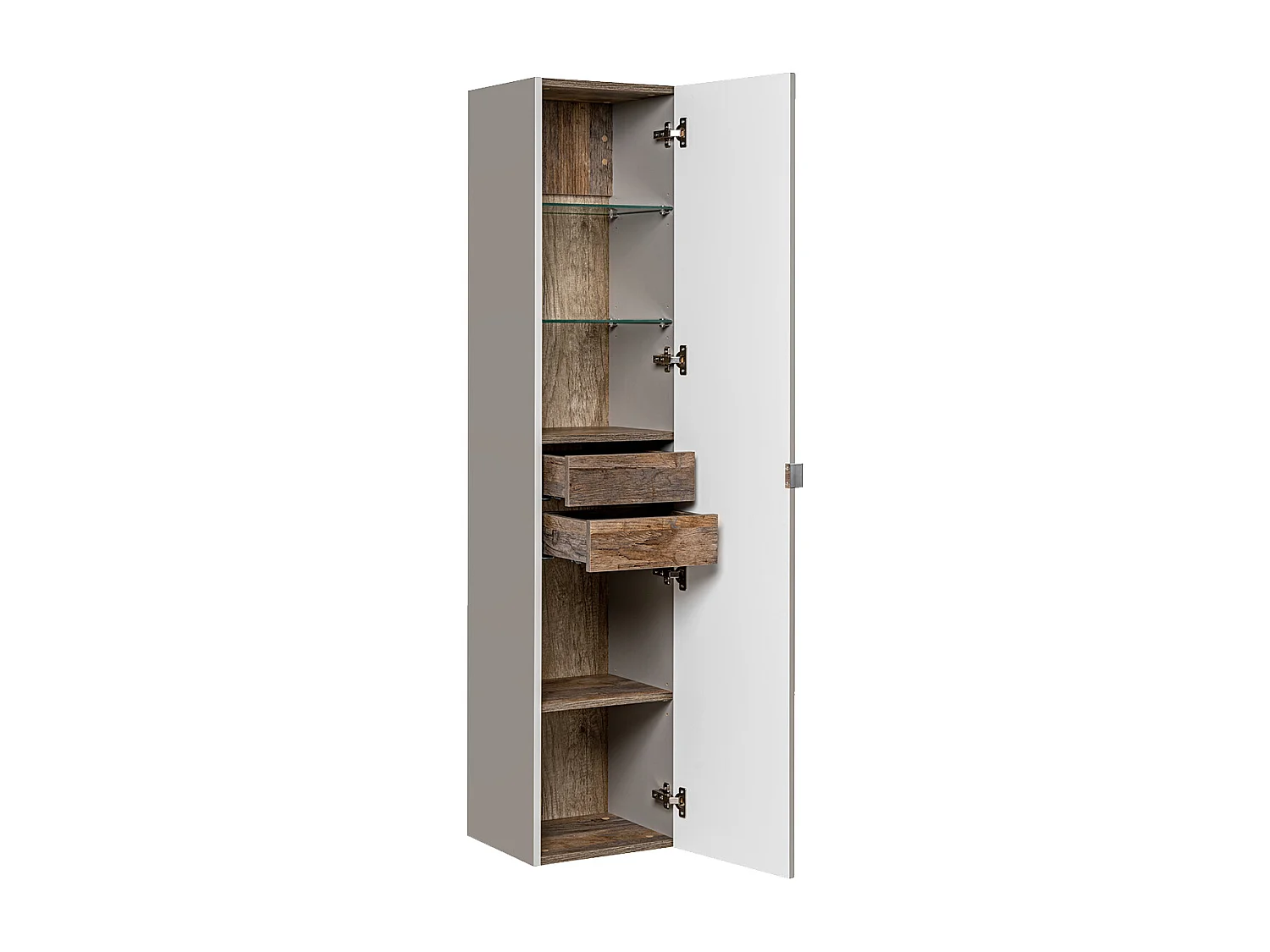 Ensemble meuble simple vasque 60cm colonne et armoire murale Éros Taupe