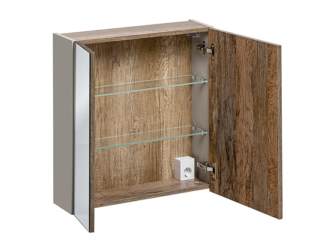 Ensemble meuble simple vasque 60cm colonne et armoire murale Éros Taupe