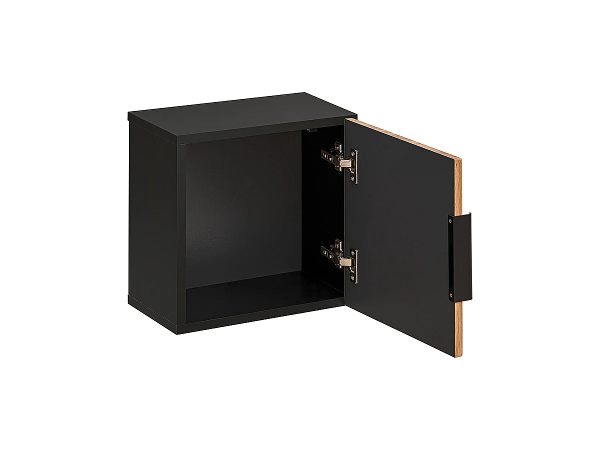 Ensemble meuble double vasque 120cm miroirs LED colonne et 3 armoires murales Gaia Bois et Noir - Vasque Noir