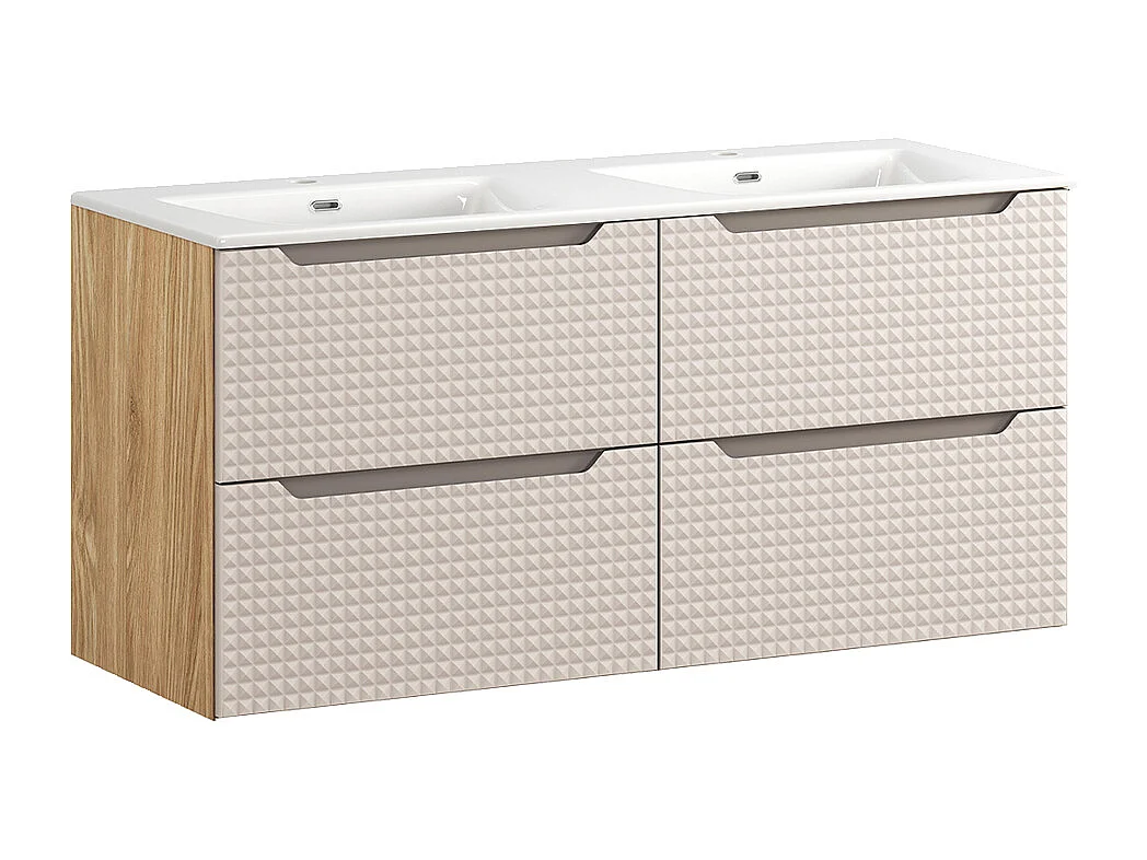 Set di mobili da bagno doppio lavabo Mallory beige e marrone 120cm