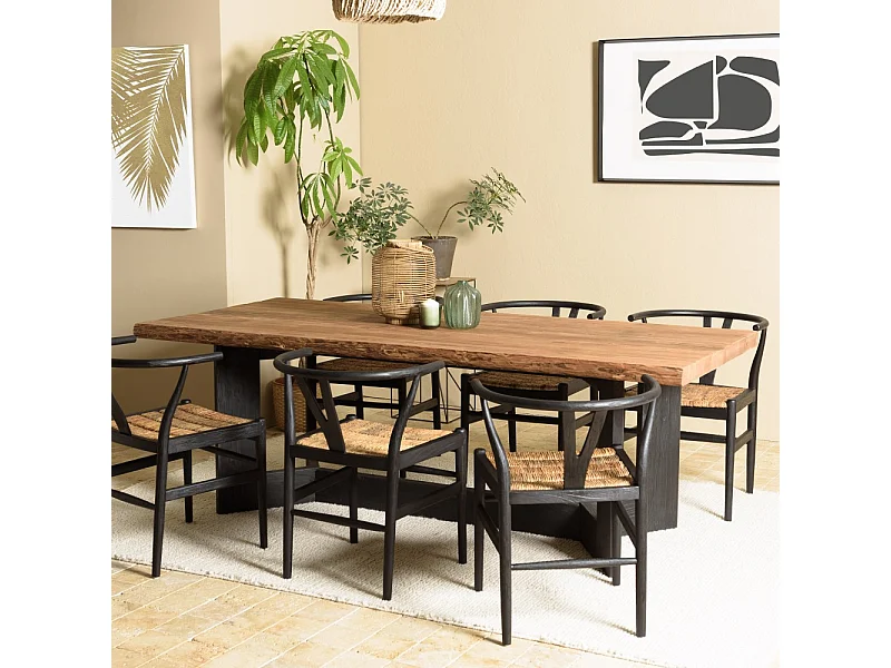 DANDY - Table à manger rect. 220x100cm bois pin recyclé