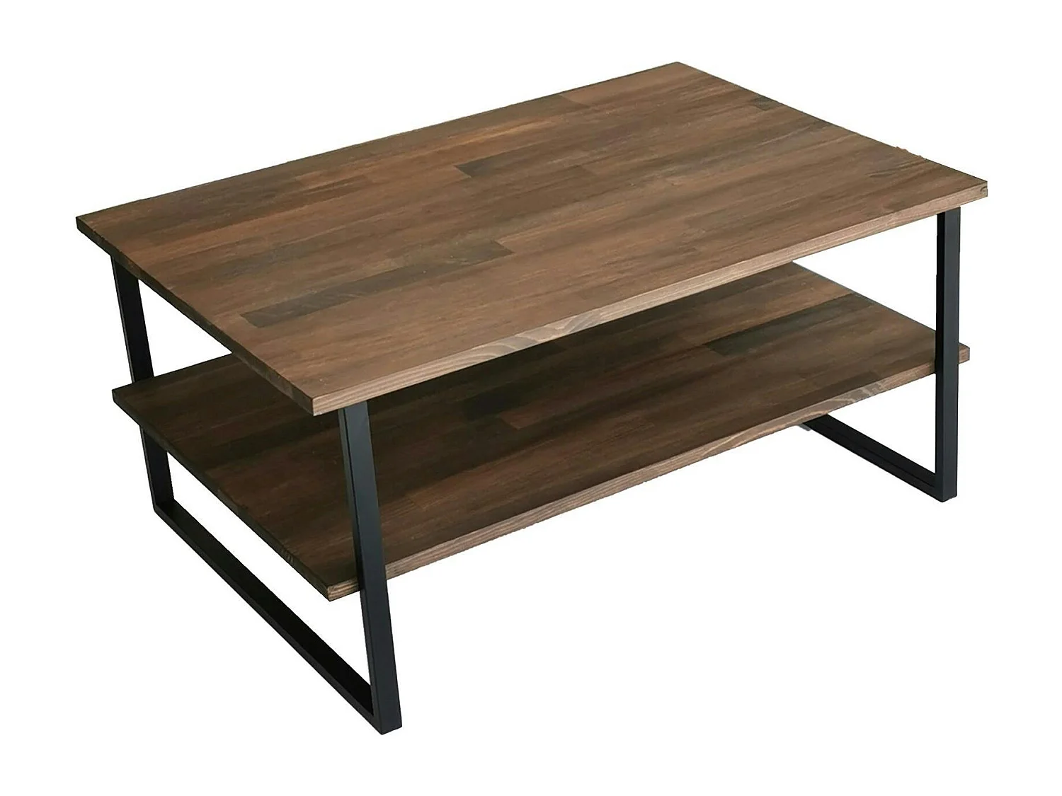 Table basse avec rangement - bois foncé et métal OTRENTO