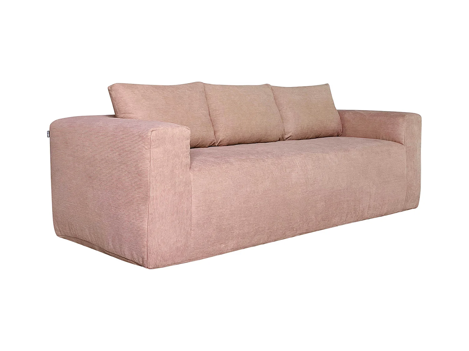 Canapé 3 places en tissu côtelé avec coussins rose