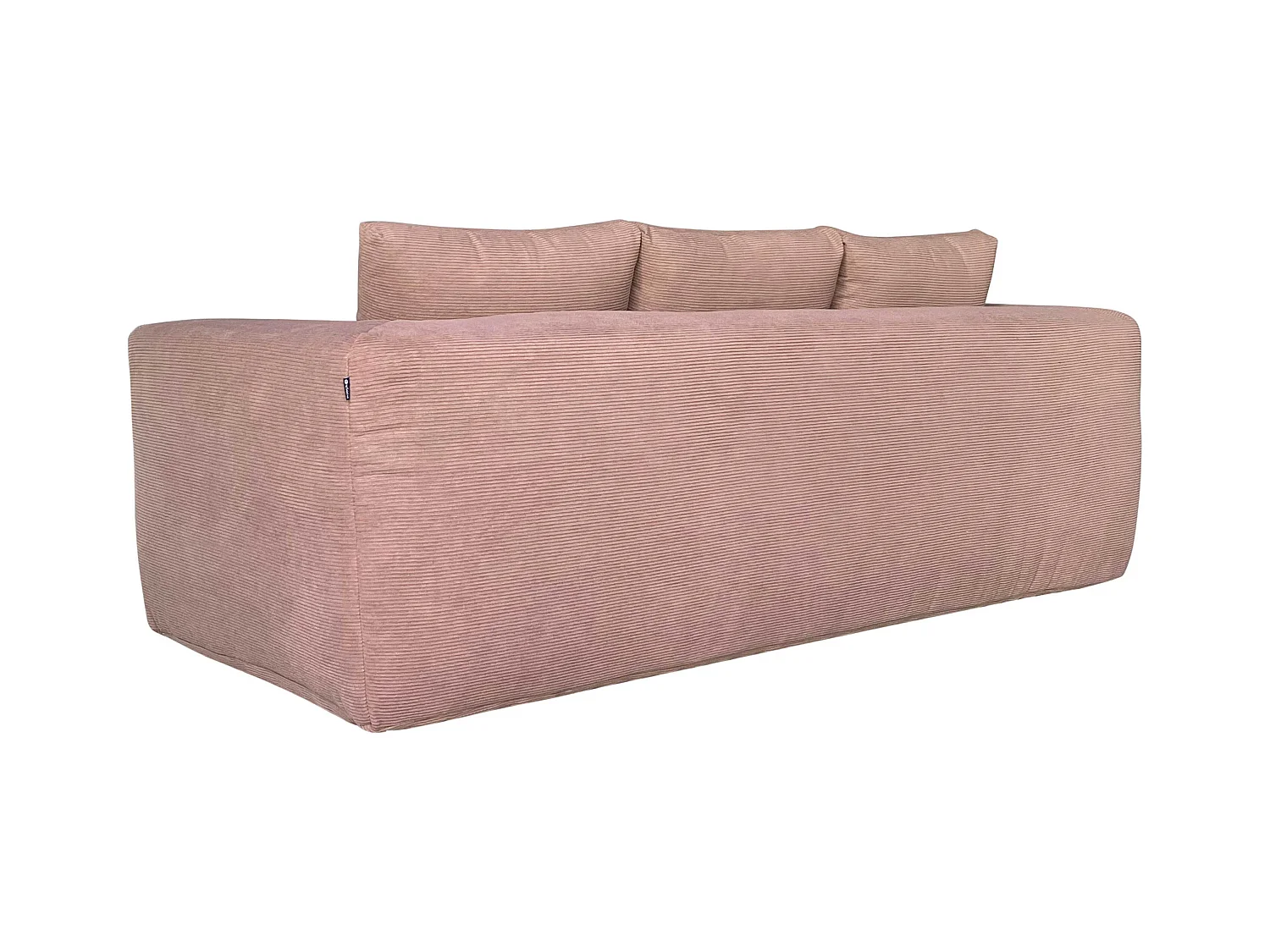 Canapé 3 places en tissu côtelé avec coussins rose