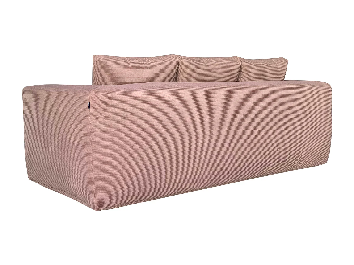 Canapé 3 places en tissu côtelé avec coussins rose