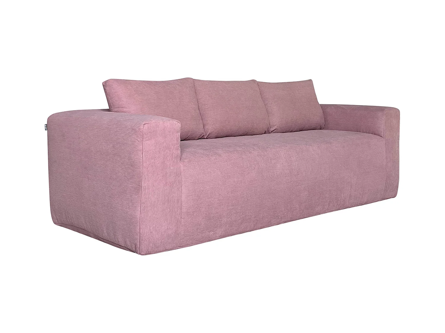 Canapé 3 places en tissu côtelé avec coussins rose