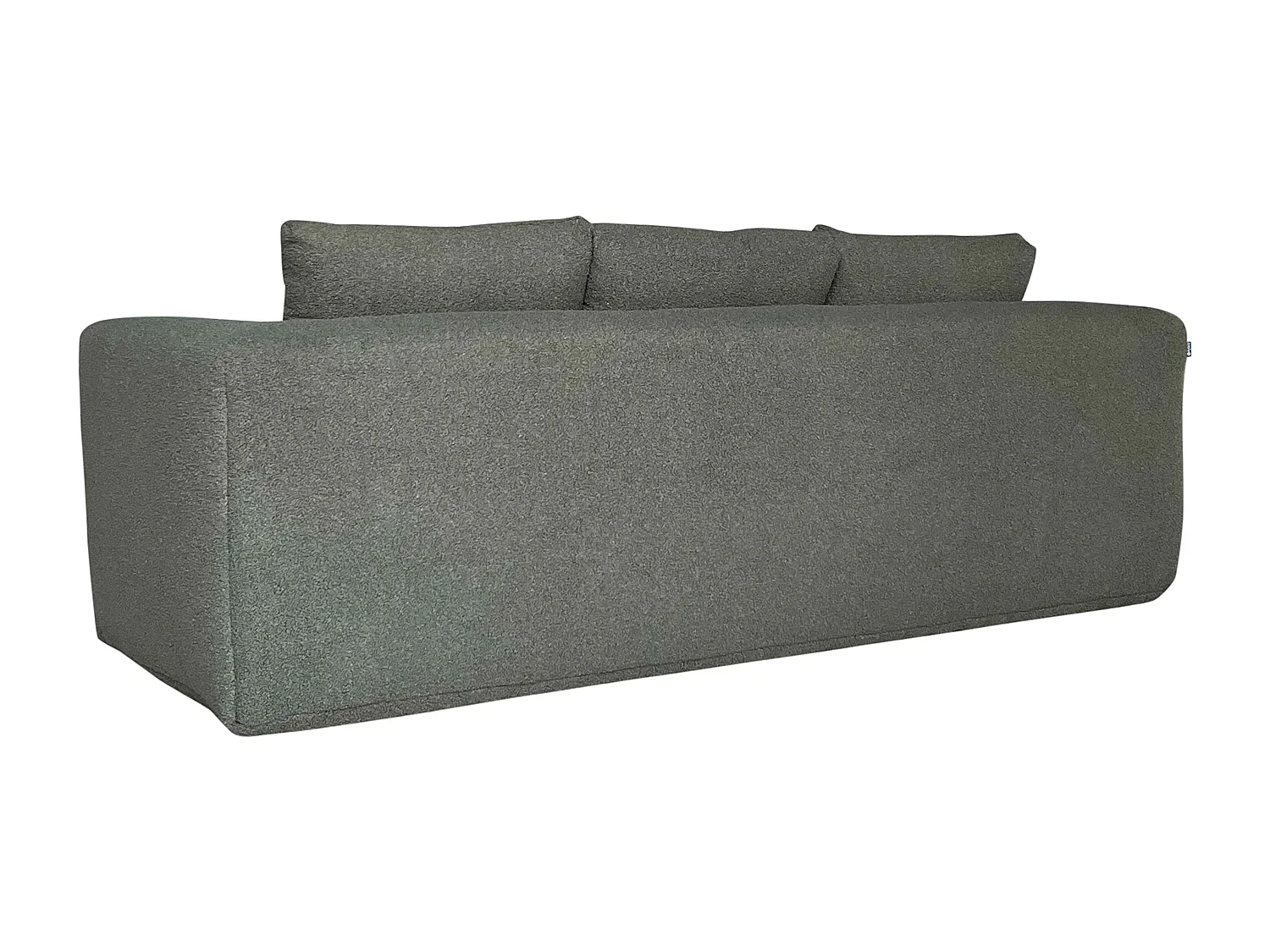 Canapé 3 places en tissu bouclette avec coussins vert L 200 cm