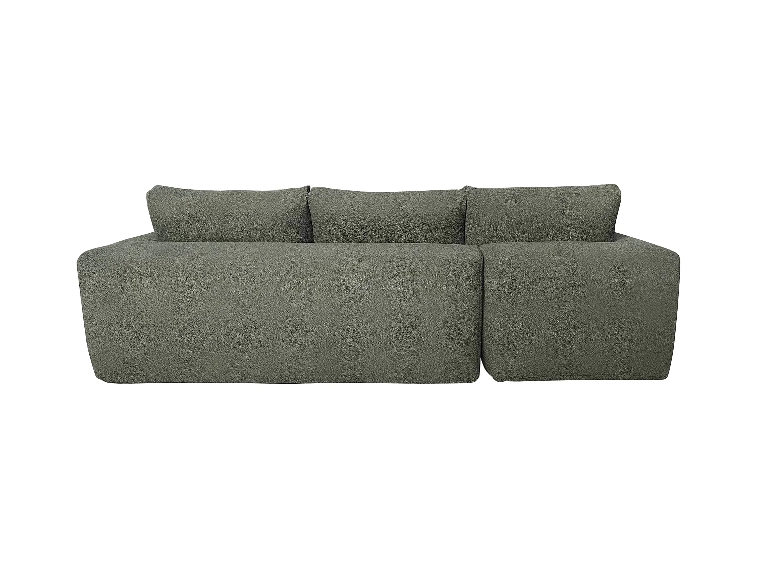 Canapé d'angle 4 places bouclette avec méridienne gauche vert