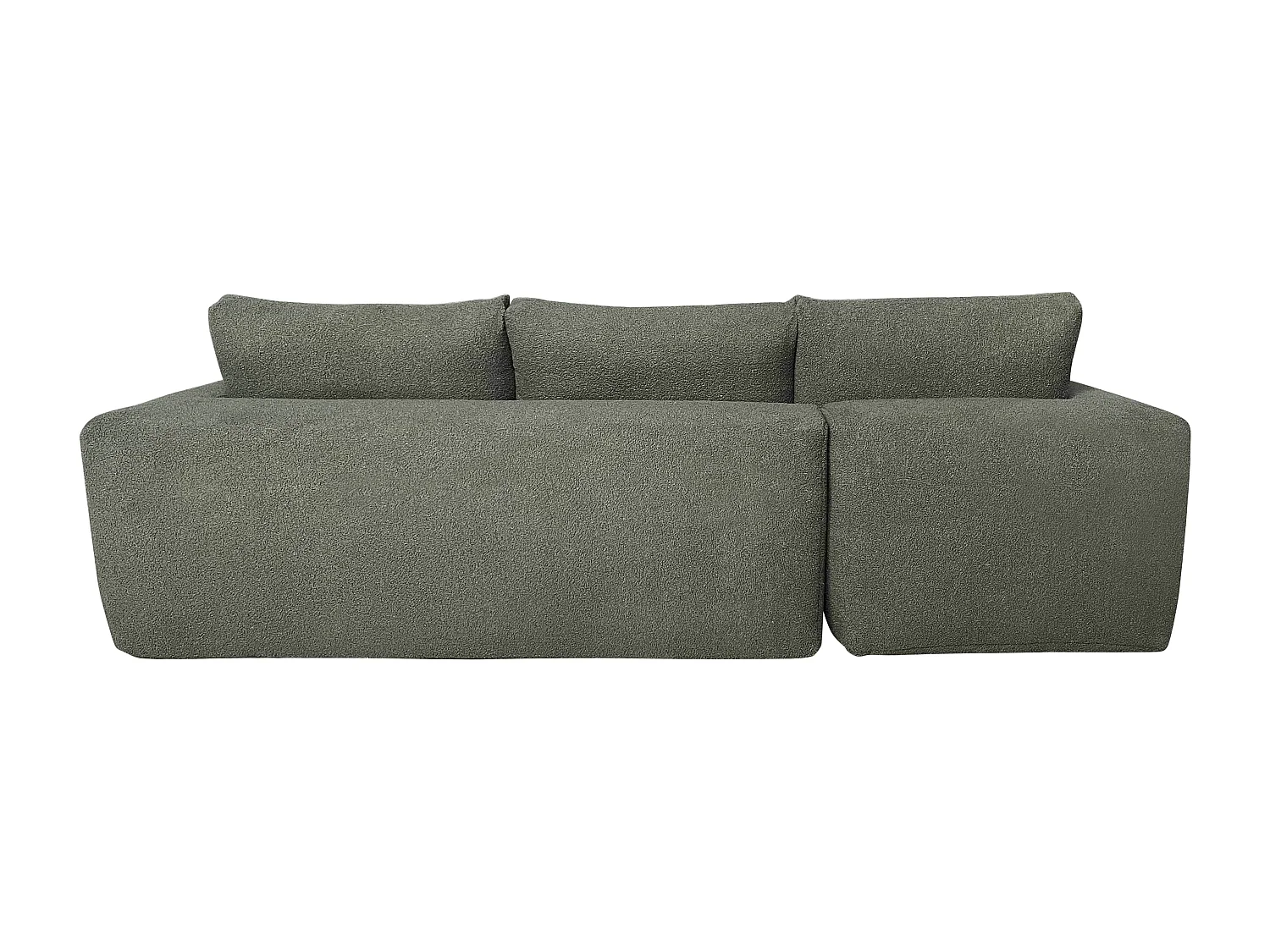 Canapé d'angle 4 places bouclette avec méridienne gauche vert L265 cm