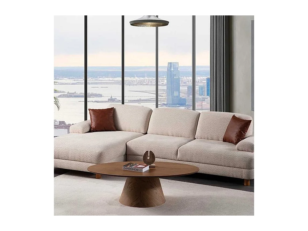 Canapé d'angle en crème tissu Nice L Angle à gauche