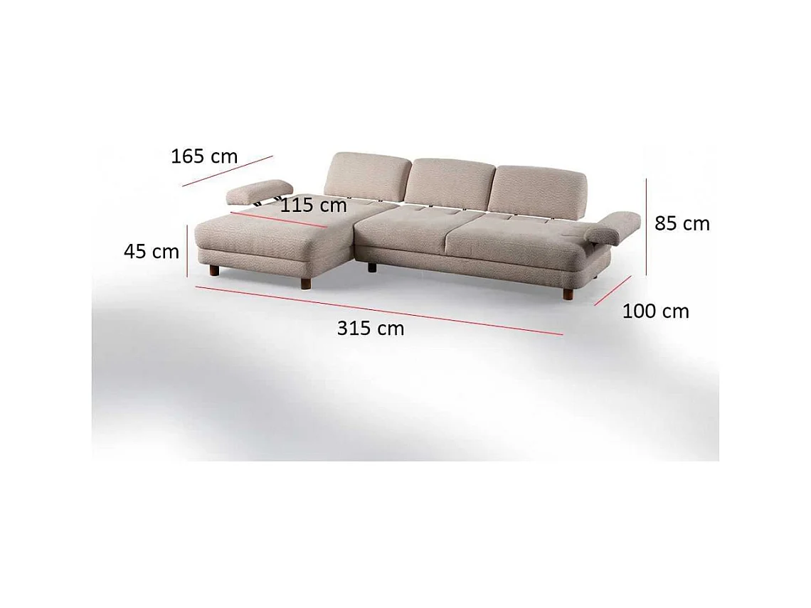 Canapé d'angle en crème tissu Nice L Angle à gauche