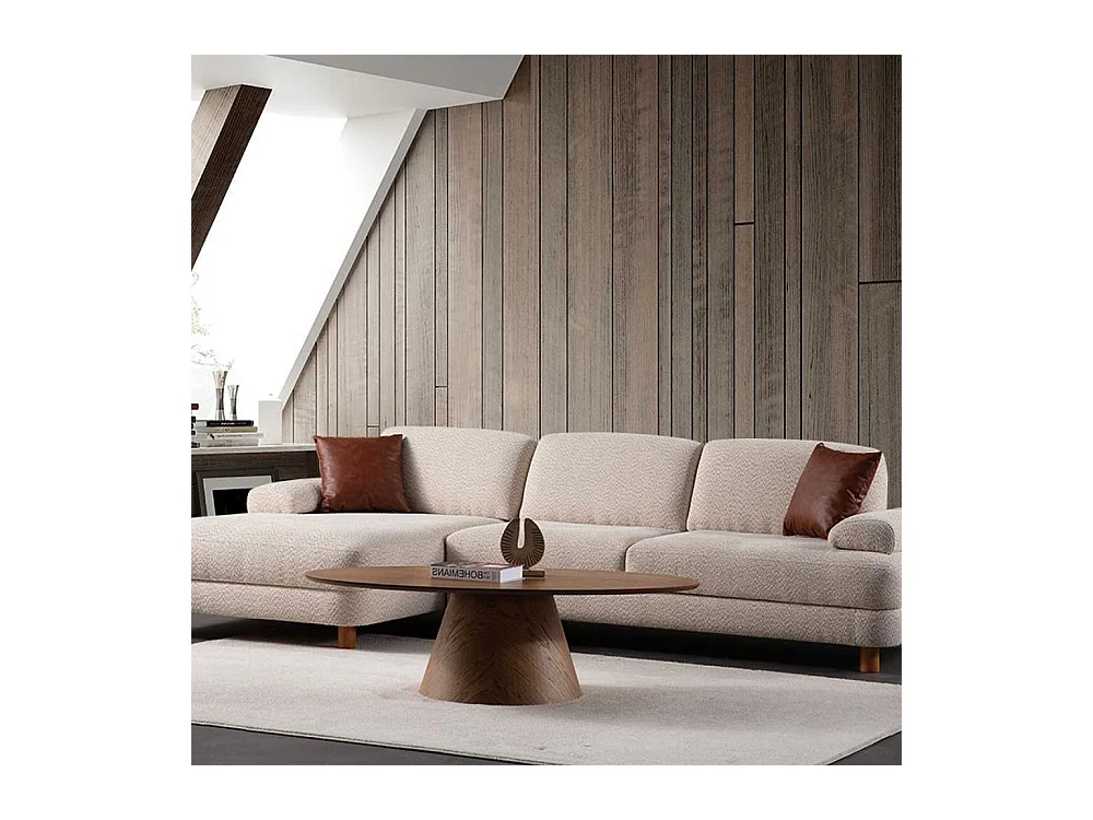 Canapé d'angle en crème tissu Nice L Angle à gauche