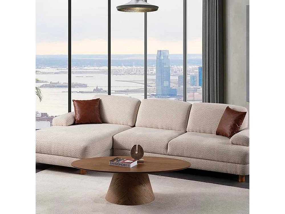 Canapé d'angle en crème tissu Nice L Angle à gauche