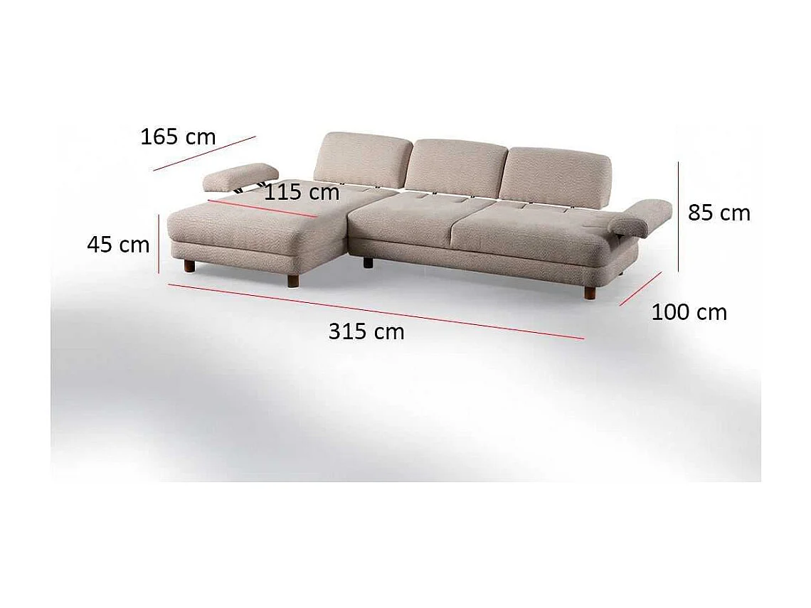 Canapé d'angle en crème tissu Nice L Angle à gauche