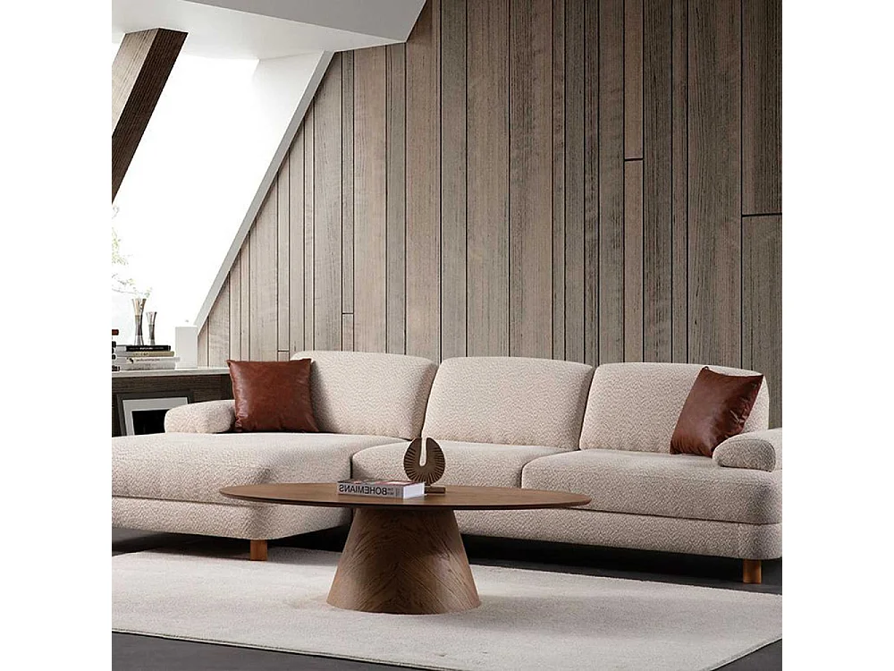 Canapé d'angle en crème tissu Nice L Angle à gauche