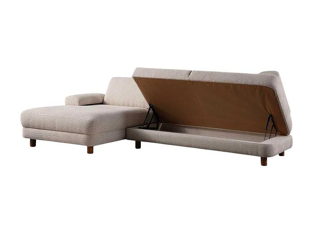 Canapé d'angle en crème tissu Nice L Angle à gauche