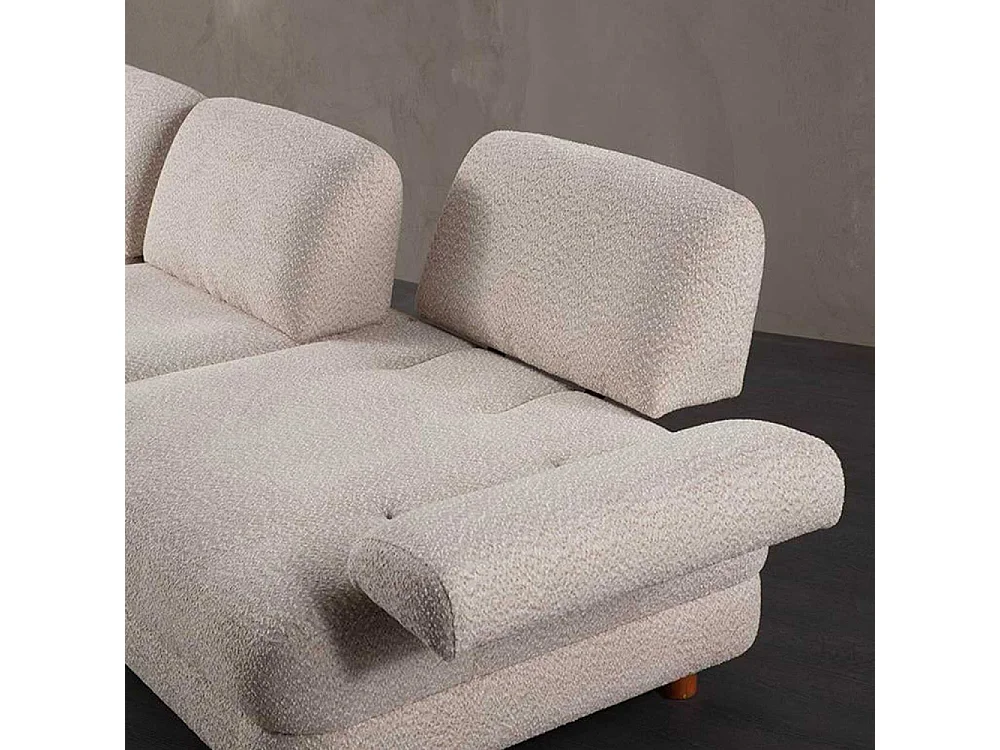 Canapé d'angle en crème tissu Nice L Angle à gauche